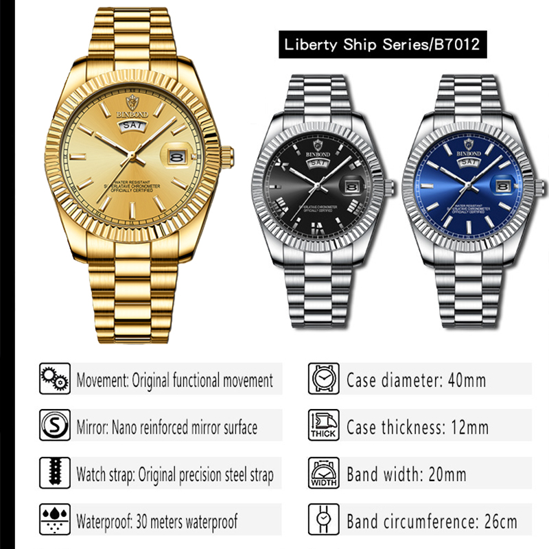 BINBOND B7012 hommes mode affa - Rolex Watch Datejust avis et prix